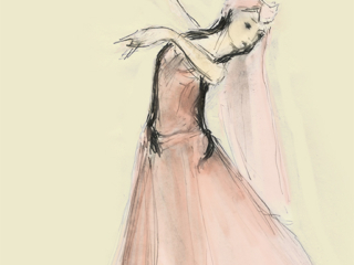 Lezginka dancer in pink  by Julian Williams