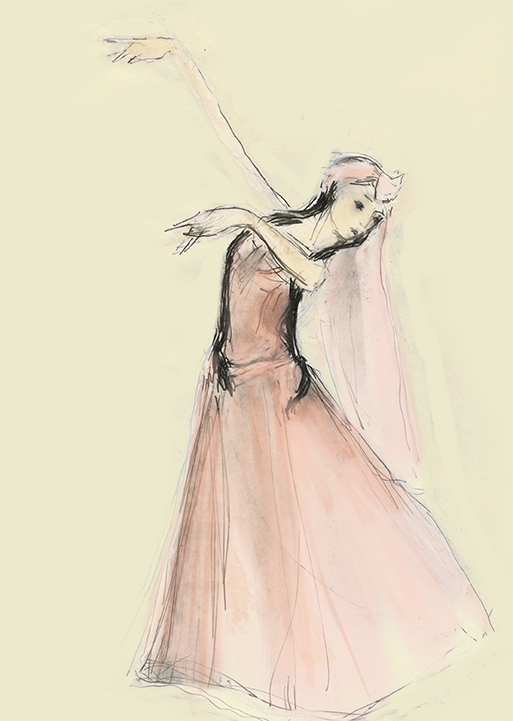 Lezginka dancer in pink  by Julian Williams