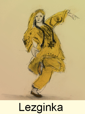 Drawings of Lesginka Dancers